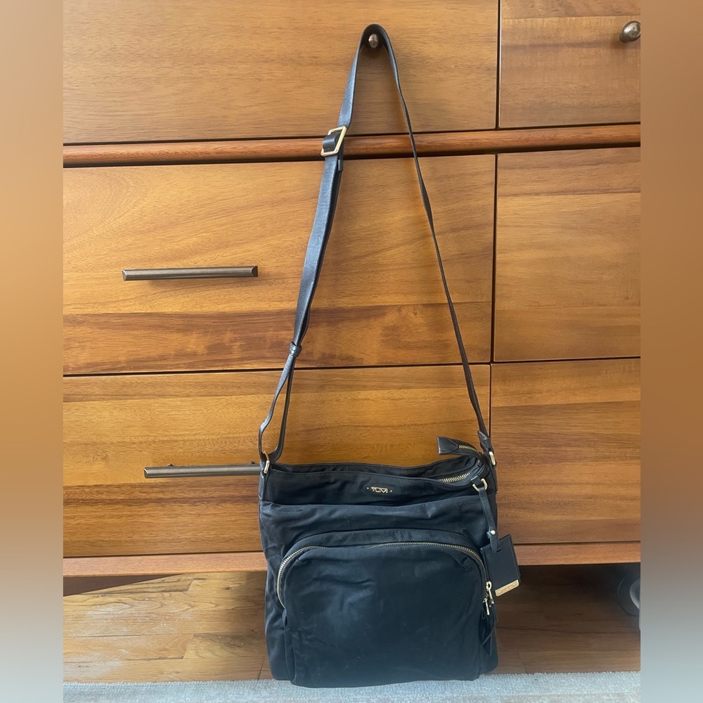 Tumi Black Canvas Voyageur Crossbody Bag